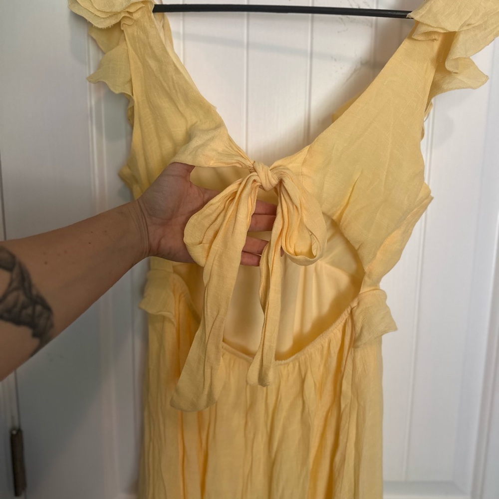 Mi Ami Yellow Ruffled Mini Sundress, yellow, size XS - Picture 4 of 5